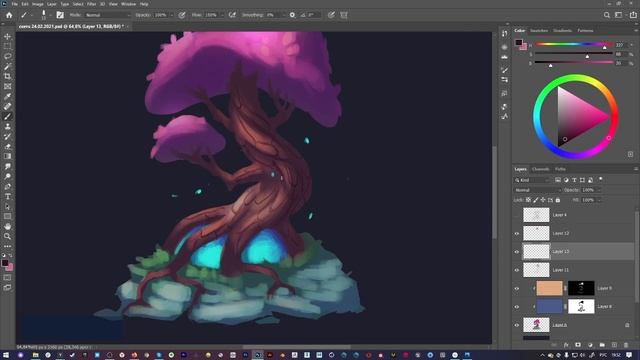 Рисуем магическое дерево в Adobe Photoshop | уроки для новичков смотреть онлайн