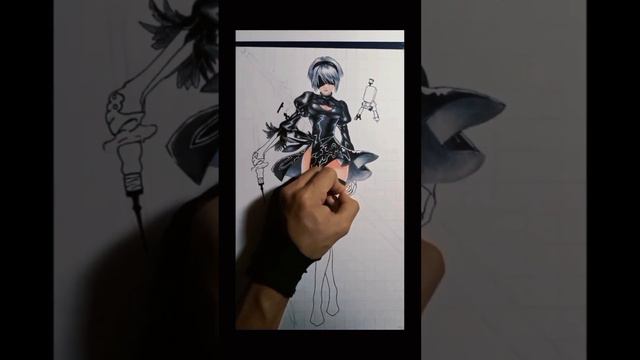 nier automata| how to draw 2b semi realistic смотреть онлайн