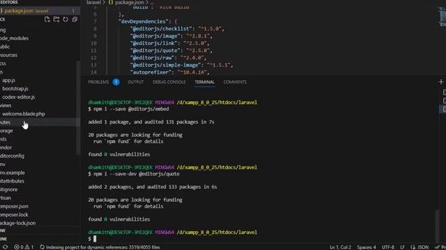 03 Editor JS Tools installation for laravel Project смотреть онлайн