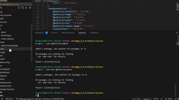 03  Editor JS Tools installation for laravel Project
