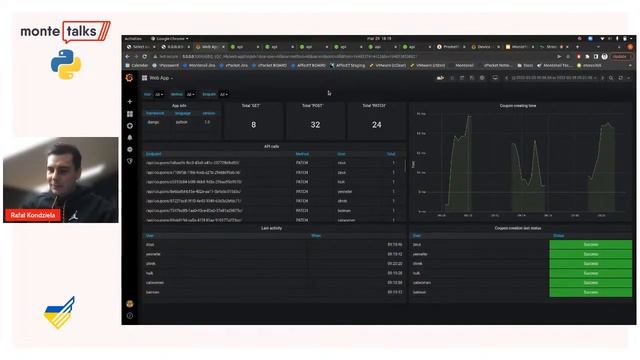 Monitoring Python applications using Prometheus, Rafał Kondziela | MonteTalks: Python смотреть онлайн