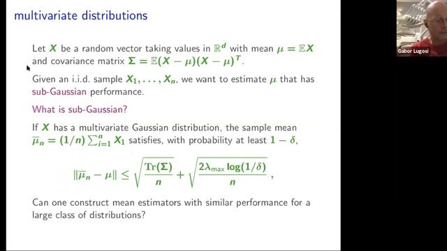 "On estimating the mean of a random vector"- Gabor Lugosi (Pompeu Fabra University) смотреть онлайн