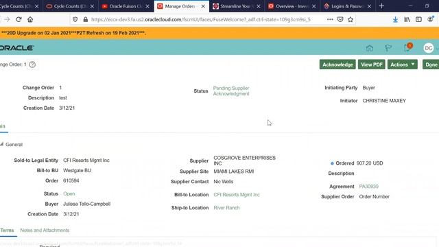 Supplier Acknowledgement - Change Orders смотреть онлайн