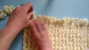 Alize puffy /Плюшевый плед своими руками для начинающих. Вяжем без спиц и крючка /Plush blanket