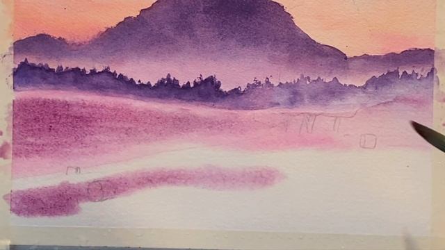 Painting A Foggy Landscape - 2 MIN EDITION - #watercolor #painting #landscapepainting