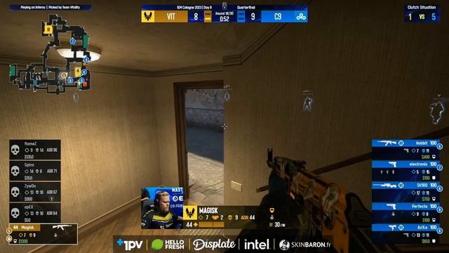 Vitality vs Cloud9 - MAP 2 (Inferno) - IEM Cologne 2023 смотреть онлайн
