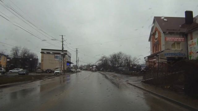 Дождливая мартовская погода. Улица Гагарина в г.Михайловске, переезд, Верхнерусское, Ставрополь. смотреть онлайн