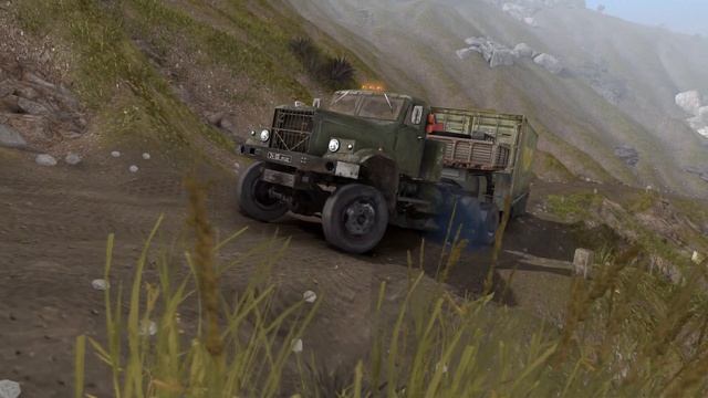 КрАЗ 255 на межосевой блокировке. Пониженная и газ в пол. Spintires смотреть онлайн