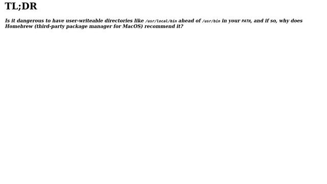 Is it dangerous to have /usr/local/bin ahead of /usr/bin in one's PATH? смотреть онлайн