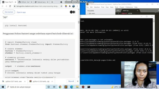 Cara Install Library Nltk, Instal Sastrawi dan Mencoba Tokenisasi dan Stemming смотреть онлайн
