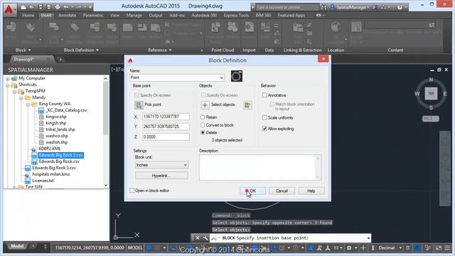 Import CSV Points in AutoCAD using Blocks - Spatial Manager™ (SR) смотреть онлайн