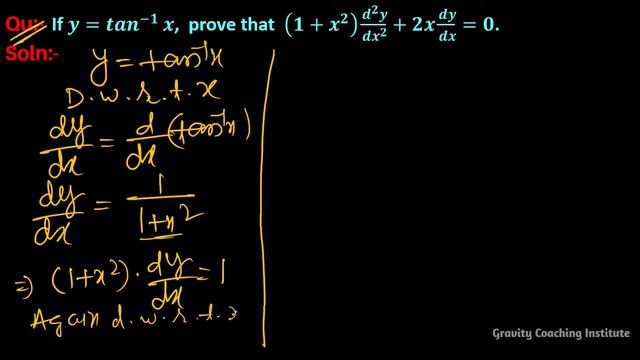 Q23 | If y=tan^(-1)x prove that (1+x^2)(d^2y)/(dx^2)+2x(dy)/(dx)=0 | Second Order Derivatives смотреть онлайн