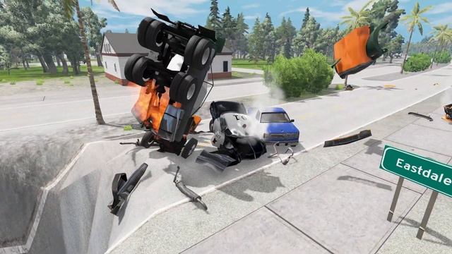 Cars vs Massive Potholes – BeamNG.Drive game | Krasher смотреть онлайн
