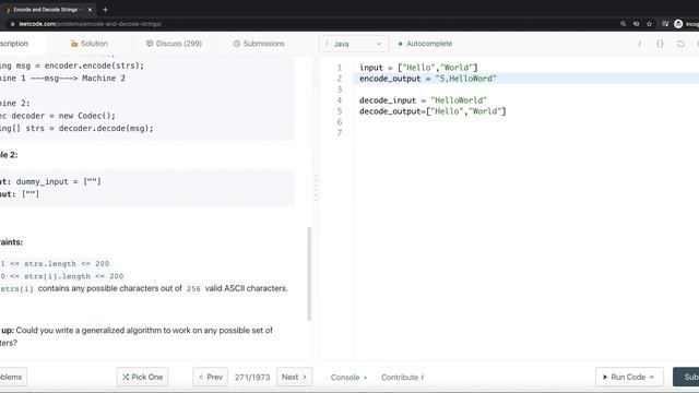 [Java] Leetcode 271. Encode and Decode Strings [String #4] смотреть онлайн