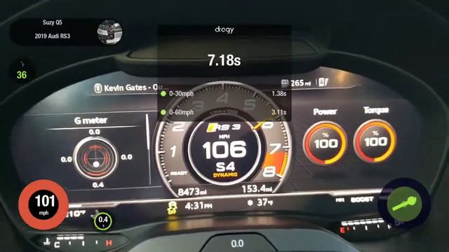 Full weight Unitronic 2019 RS3 0 to 60, 1/8th mile, 1/4 mile 🇩🇪 смотреть онлайн
