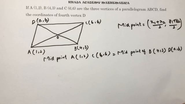 If A (1,2), B (4,3) and C (6,6) are the three vertices of a parallelogram ABCD, find fourth vertex смотреть онлайн