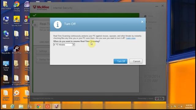Disable Your McAfee Temporarily In Windows 8 смотреть онлайн