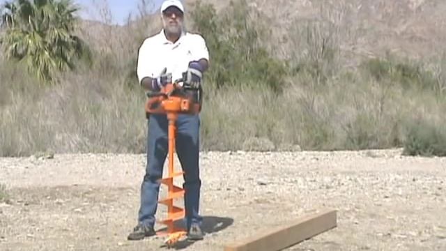 Lewis Multi Drill 8 inch earth auger drills large post hole for commercial construction. смотреть онлайн