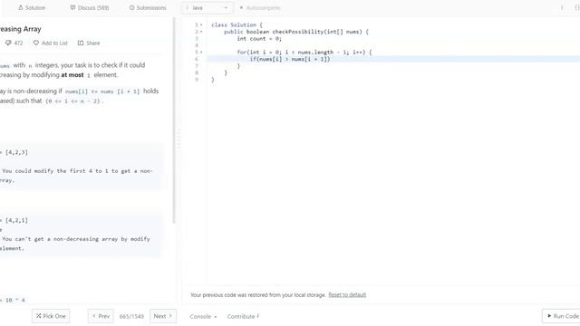 Non decreasing Array | Java solution | Leet code 665 смотреть онлайн