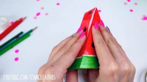 DIY Сквиши из БУМАГИ | Как сделать СКВИШИ АРБУЗ | Игрушки антистресс Squishy