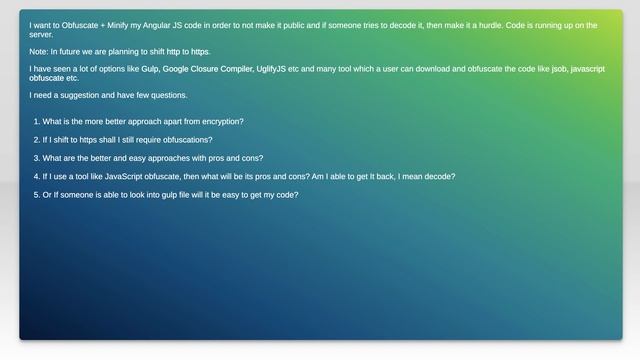 What is the best solution to obfuscate Angular JS controller code смотреть онлайн