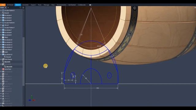 Inventor tutorial | How to model a Barrel | Inventor modeling Построение в Inventor смотреть онлайн
