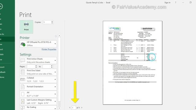 Excel 5 3 Setting Print Area to exclude cost details from printing and PDF file смотреть онлайн