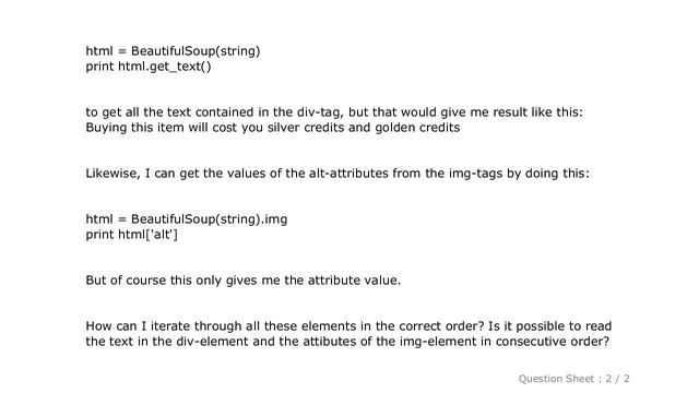 HTML : Python, BeautifulSoup - div text and img attributes in correct order смотреть онлайн