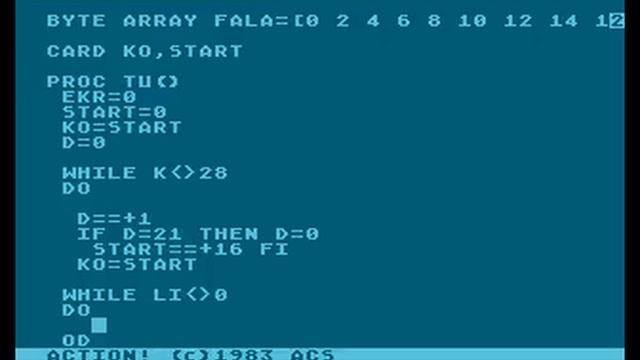 Action! code example 1 Atari XL/XE смотреть онлайн