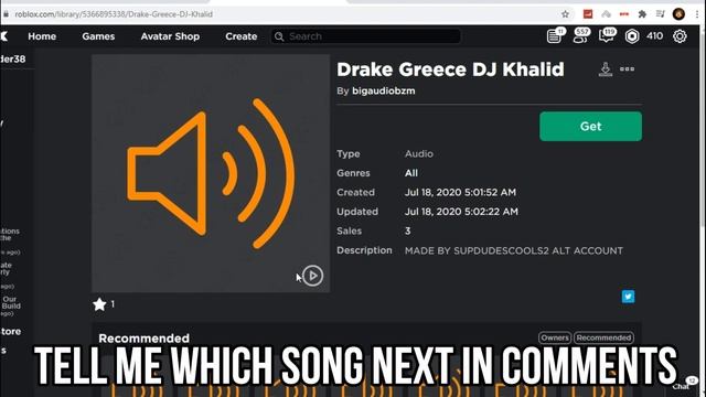 ROBLOX BOOMBOX ID/CODE FOR DRAKE-GREECE(FT. DJ KHALED) смотреть онлайн