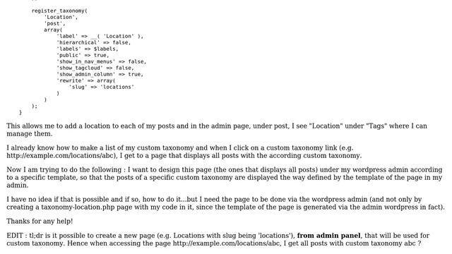 Wordpress: Link a page from admin to a custom taxonomy смотреть онлайн