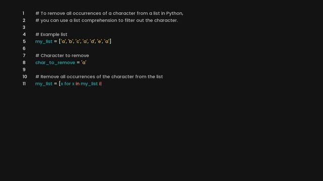 Remove all occurrences of a character from a list in python смотреть онлайн