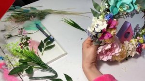 Весенний венок на дверь из берёзовых веток и искусственных цветов / diy АЛЬГО-ART