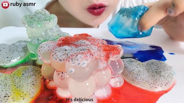Rainbow Jelly, Basil Seed Jelly Eating Show