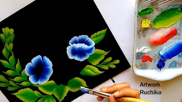 Beautiful Decorative Flower Painting | Easy One Stroke Painting | Acrylic Painting Tutorial смотреть онлайн