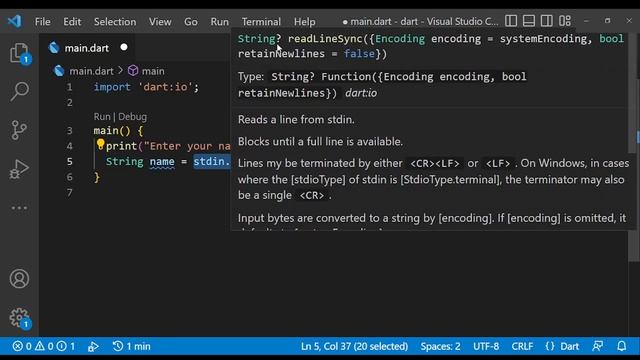 User Input in Dart смотреть онлайн