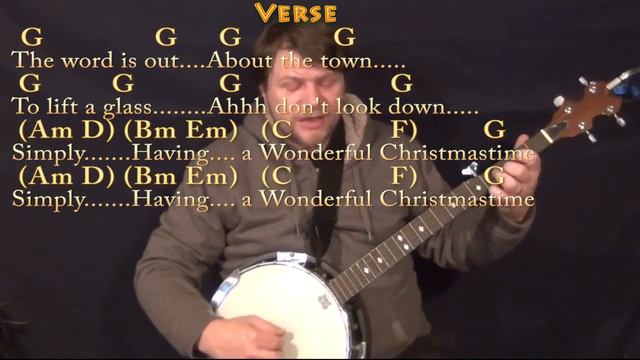 Wonderful Christmastime (Paul McCartney) Banjo Cover Lesson in G with Chords/Lyrics смотреть онлайн