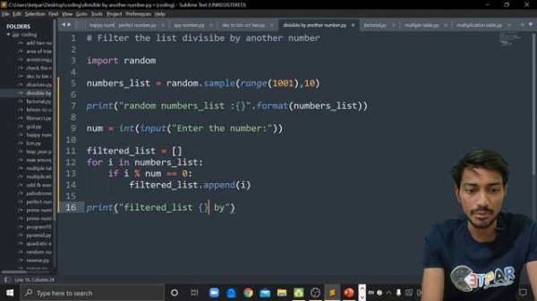 #noprofit #python FILTER THE  LIST BY NUMBER in PYTHON in hindi | Level 2 - beginner by Paras Sir