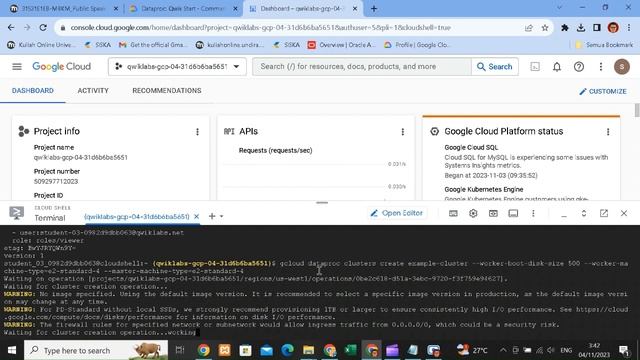 Dataproc Qwik Start Command Line ( GSP104 ) - 2023 смотреть онлайн