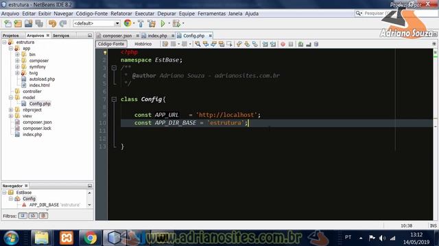 Curso PHP OOP MVC Estrutura Base aula12 classe de config смотреть онлайн