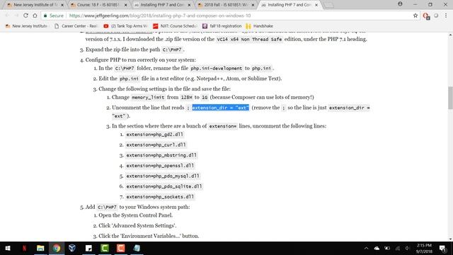 NJIT IS601 Video 1 - Installing PHP and Composer on Windows 10 смотреть онлайн