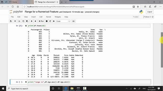 Range for a column in a dataset using Python смотреть онлайн