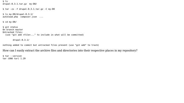Unix & Linux: extract tar archive to existing directory in git-bash смотреть онлайн