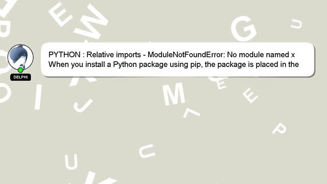 PYTHON : Relative imports - ModuleNotFoundError: No module named x смотреть онлайн