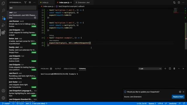 VS Code -  полезные плагины. Плагин Jest