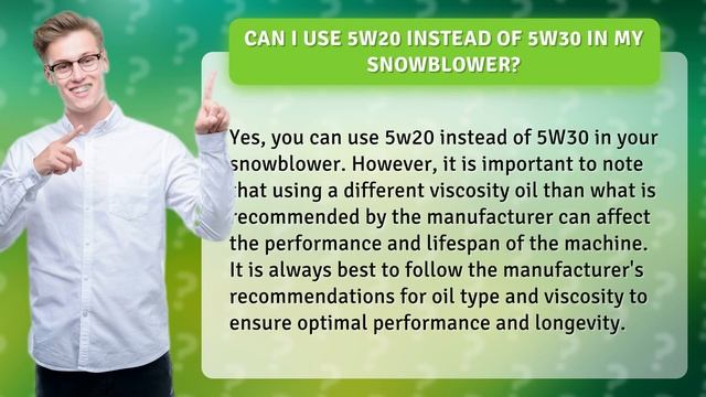 Can I use 5w20 instead of 5W30 in my snowblower? смотреть онлайн