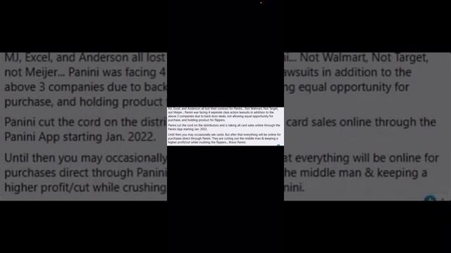 Panini cuts out Target and Walmart? Buying retail? Don’t over react. Sell KPJ? смотреть онлайн