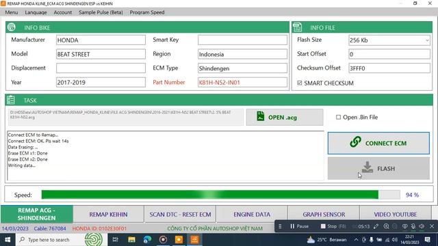 REMAP HONDA KLINE SHINDENGEN I AUTOSHOP WITH ACG FILES I BEAT STREET FI 110 смотреть онлайн