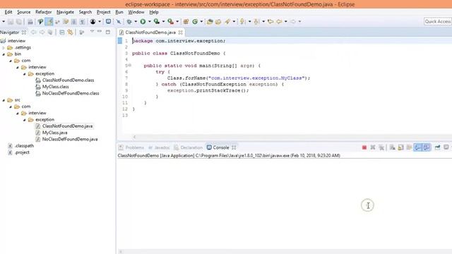 ClassNotFoundException vs NoClassDefFoundError смотреть онлайн