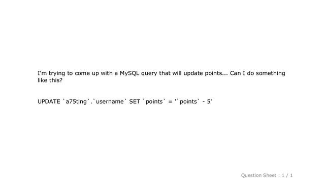 MySQL : update a column by subtracting a value смотреть онлайн